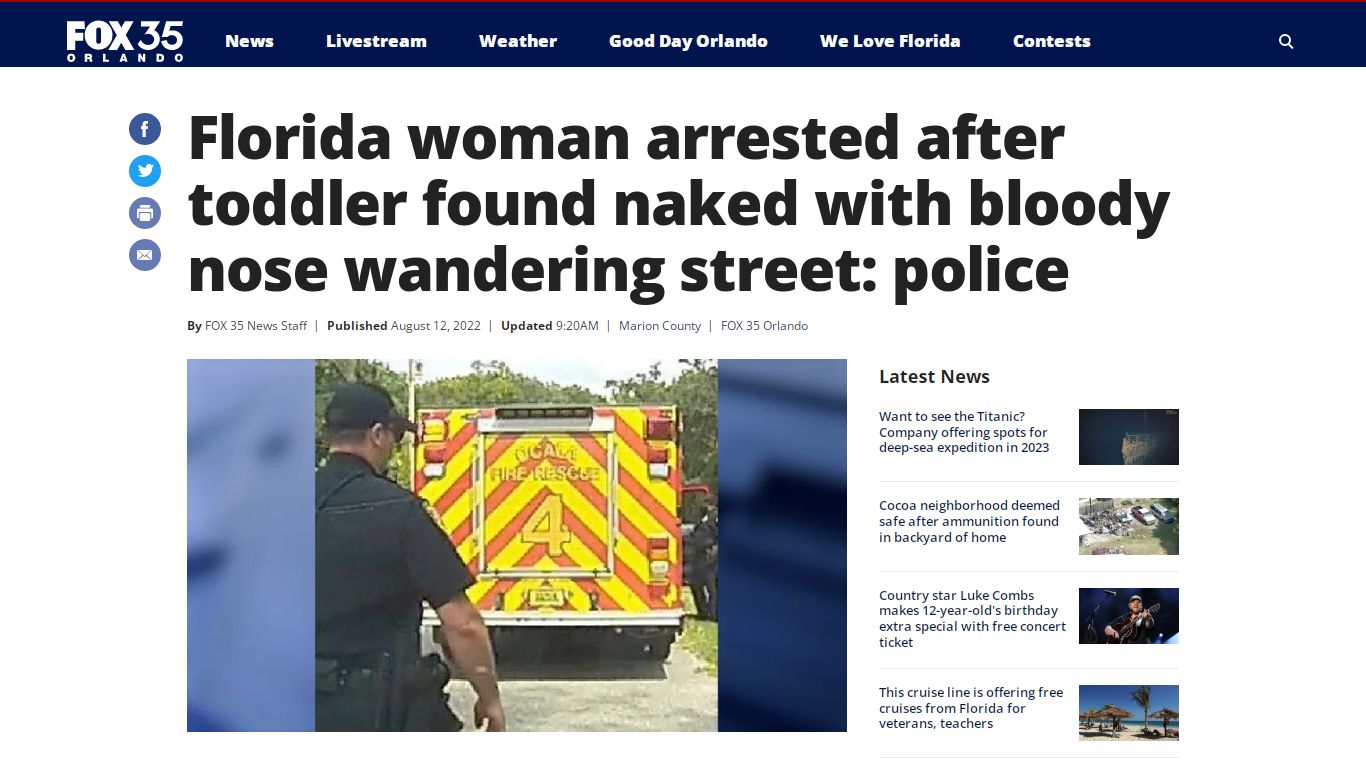 Florida woman arrested after toddler found naked with bloody nose ...